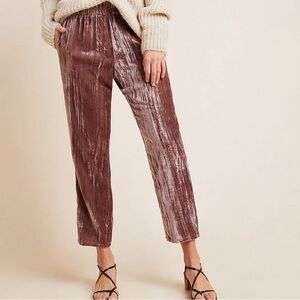 ANTHROPOLOGIE tina + jo josephine velvet tapered trousers purple festive size S